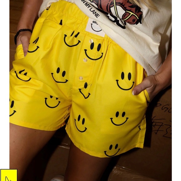SOLD OUT Emy Ave / Burnt Toast Smiley Days Boxer Shorts S/M NWT - Picture 2 of 2